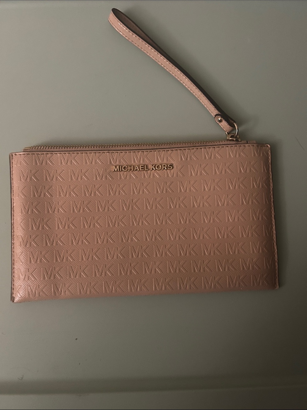 Michael Kors Blush Pink Embossed MK Wristlet Clutch